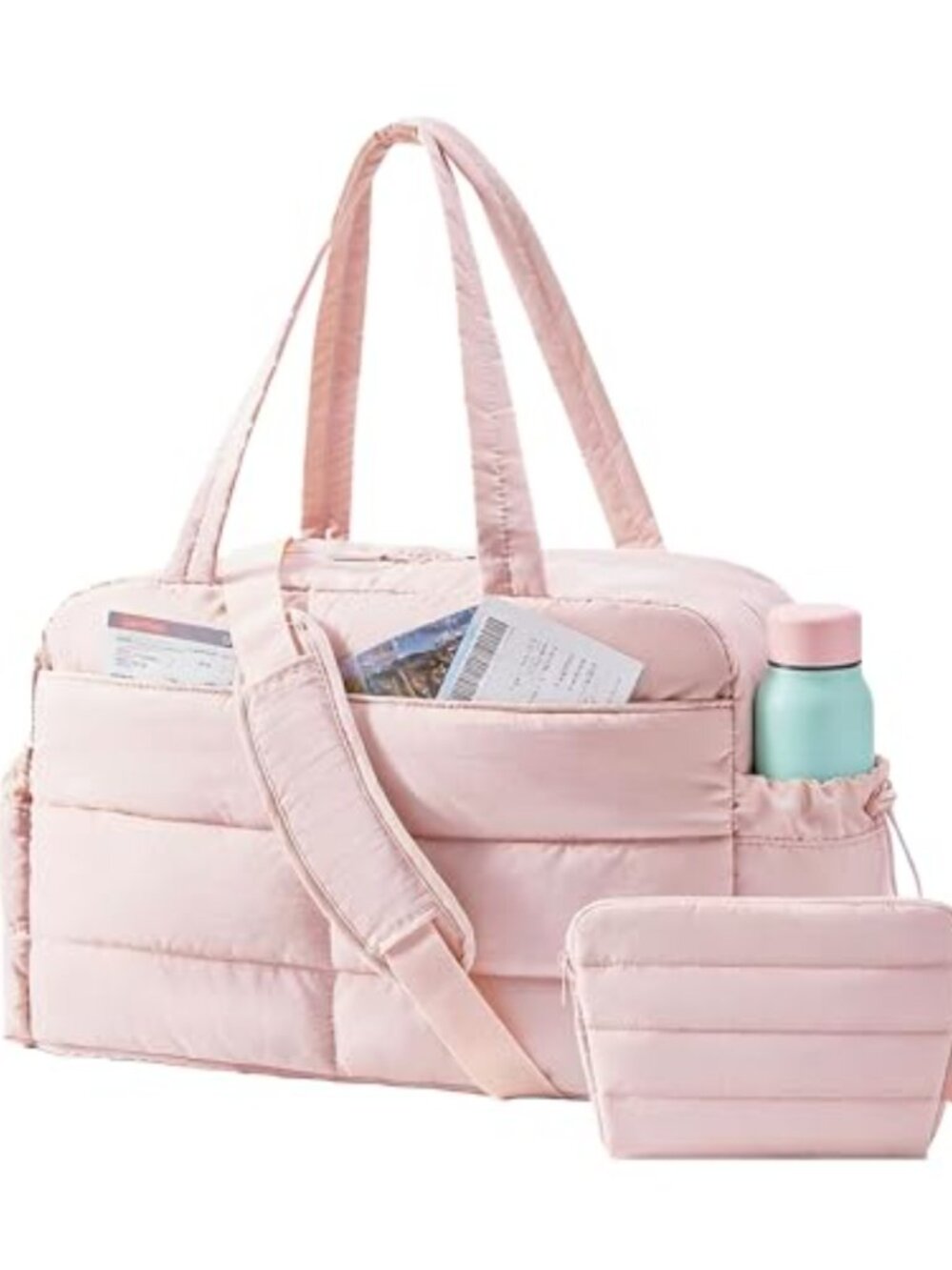 Quilted Travel Duffle Bag with Wet Pocket, 31L Carry-On Weekender for Women